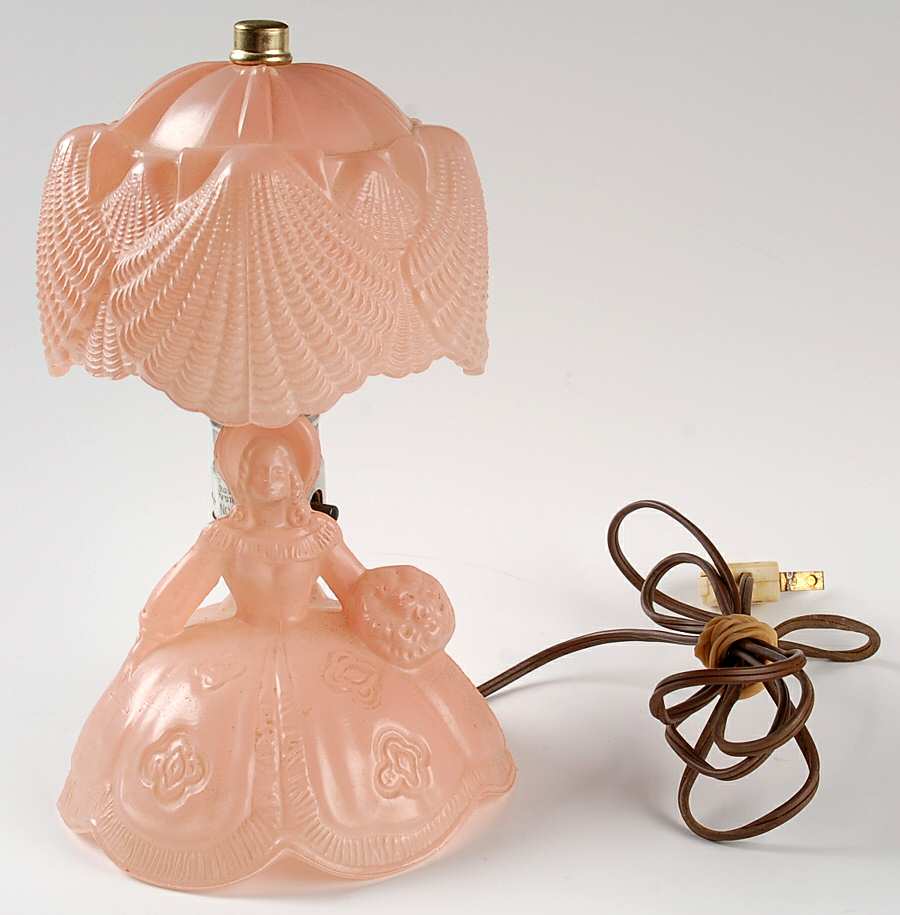 Animals & Figurines Pink Southern Belle Lamp W/Shade by Smith Glass -1