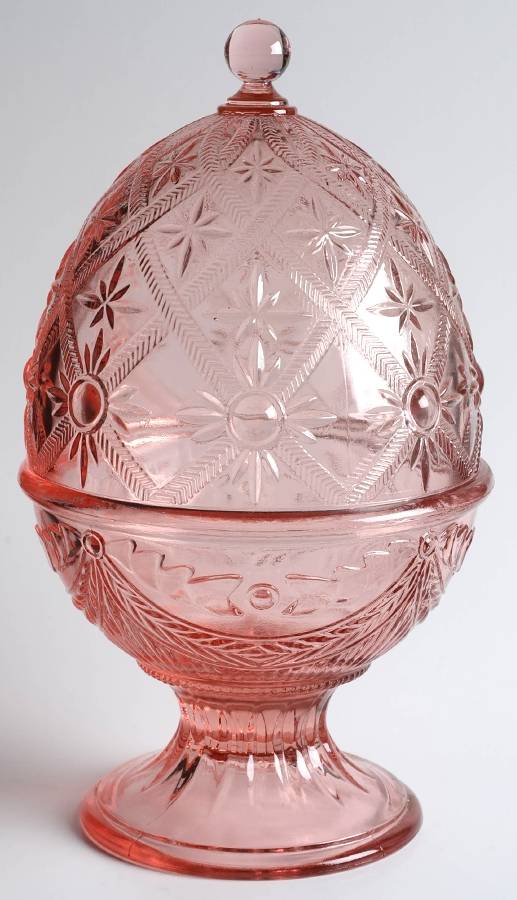 Animals & Figurines Egg Shape Alexandra Candy Dish & Lid by Smith Glass -1