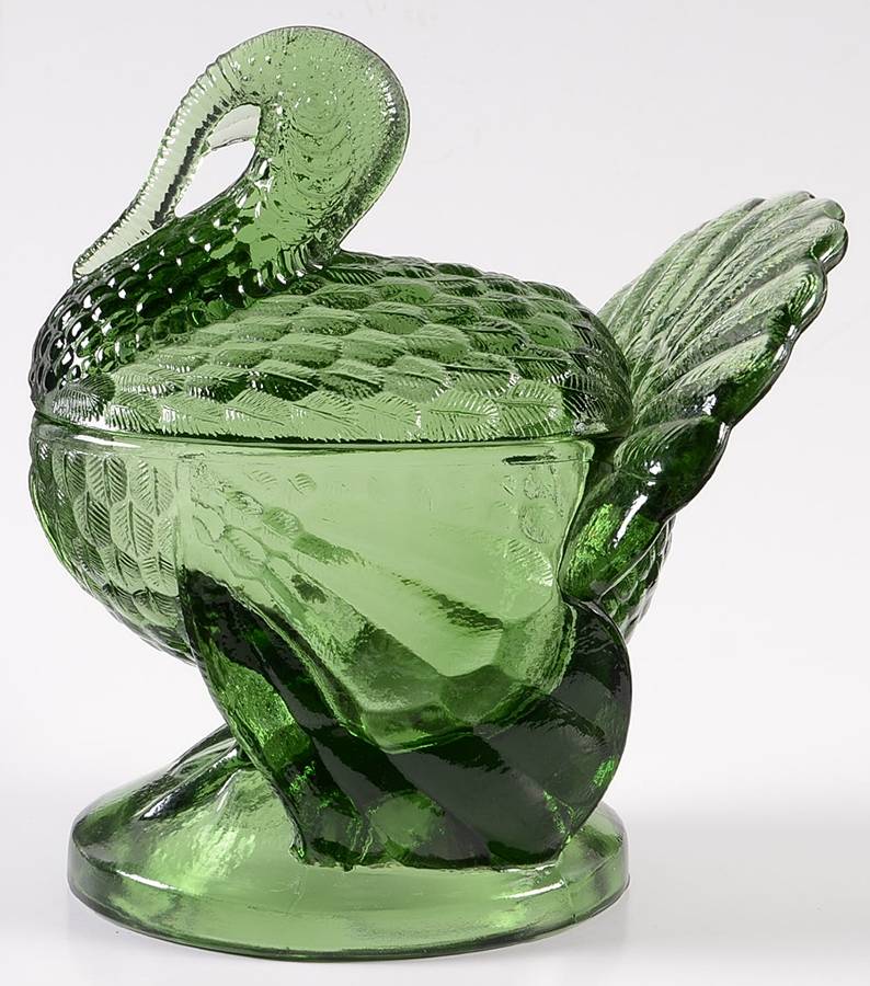 Animals & Figurines #207 2 Piece Turkey (Lid and Base) by Smith Glass -1