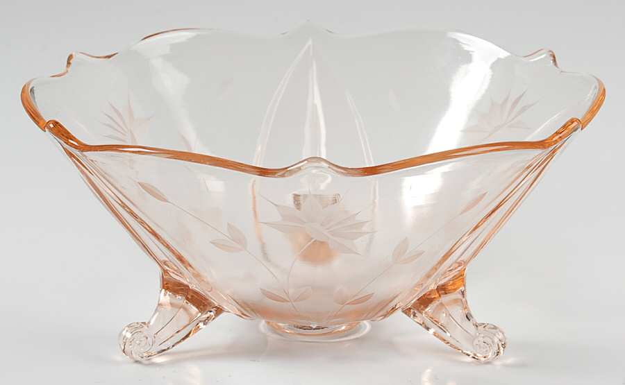 Beadles Pink 8" 3-Toed Footed Bowl by Standard Glass-1