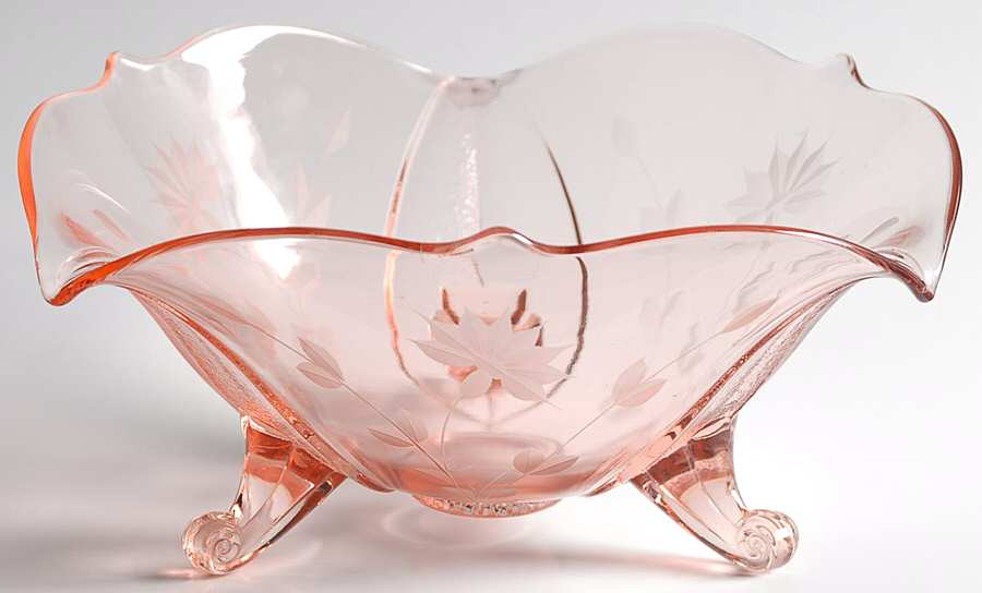 Beadles Pink 9" Footed Bowl by Standard Glass-1