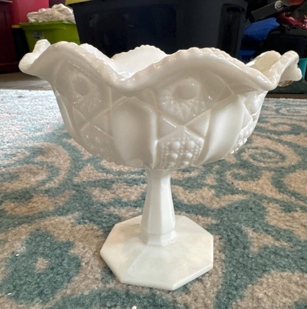 317 Milk Glass Round Compote (Height X Width) by Smith Glass -1