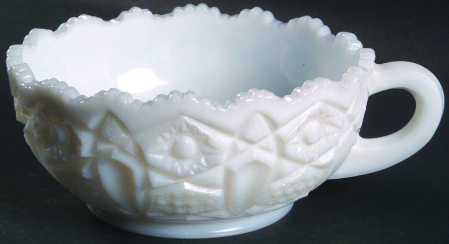 317 Milk Glass Handled Nappy by Smith Glass -1