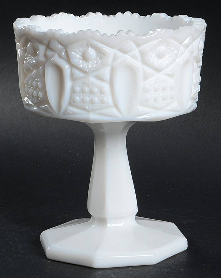 317 Milk Glass Round Compote (Height X Width) by Smith Glass -1