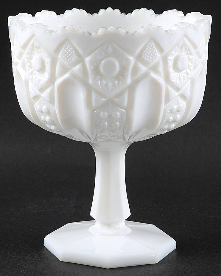 317 Milk Glass Round Compote (Height X Width) by Smith Glass -1