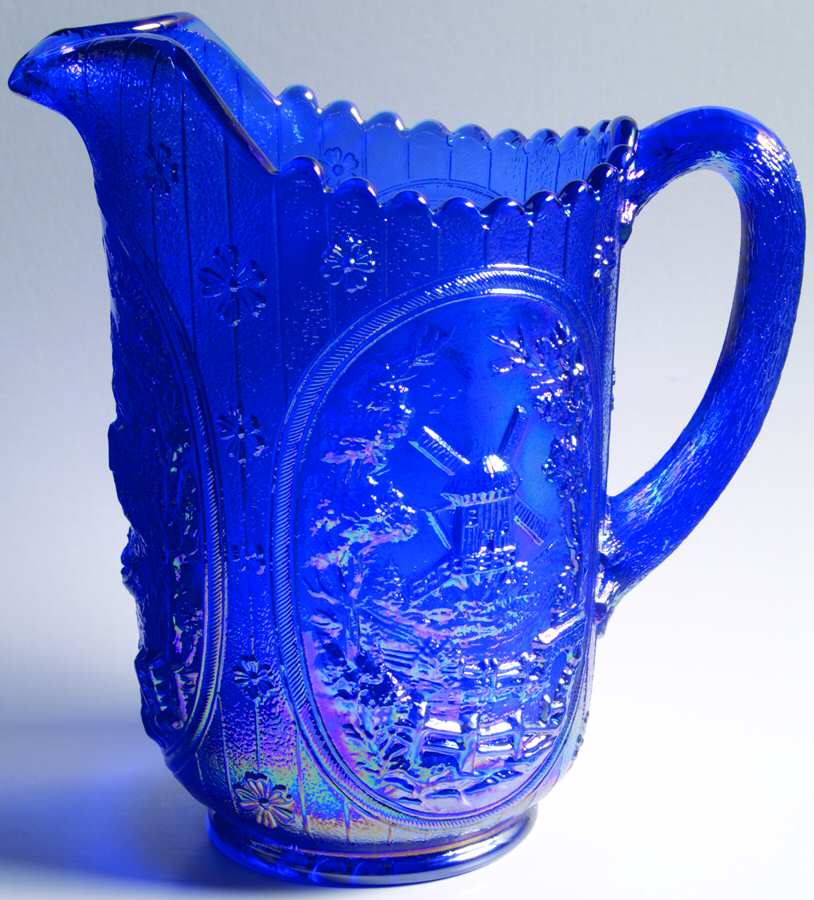 Windmill Carnival Blue 48 Oz Pitcher by Smith Glass -1