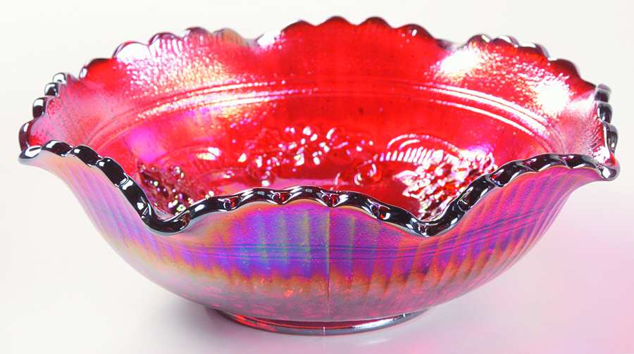 Windmill Ruby Carnival 7" Round Crimped Bowl by Smith Glass -1