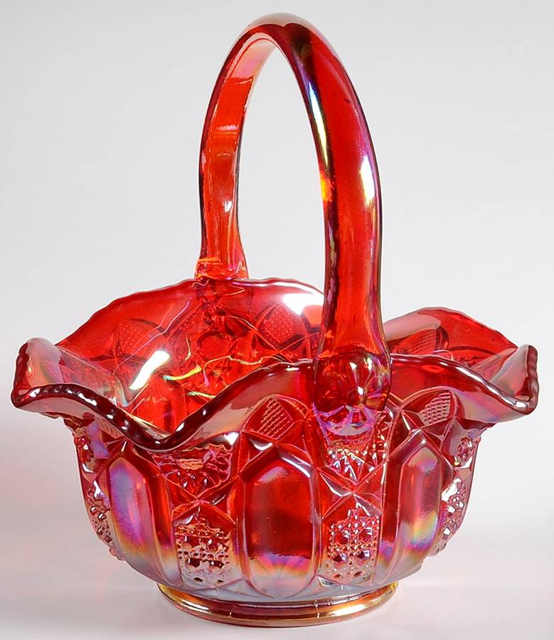 Quintec Ruby Carnival 7" Basket by Smith Glass -1