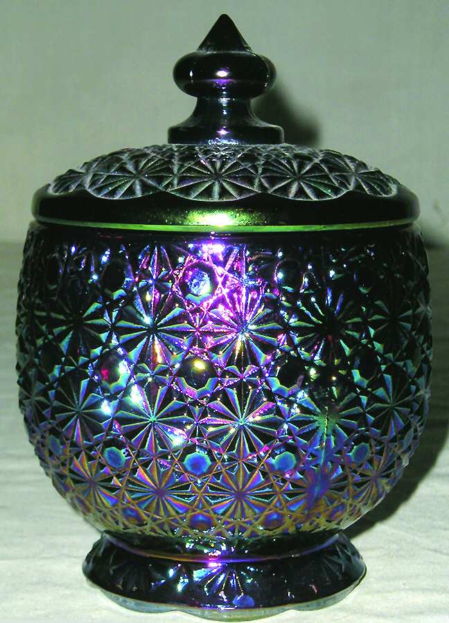 Daisy and Button Blue Carnival Candy Dish & Lid by Smith Glass -1