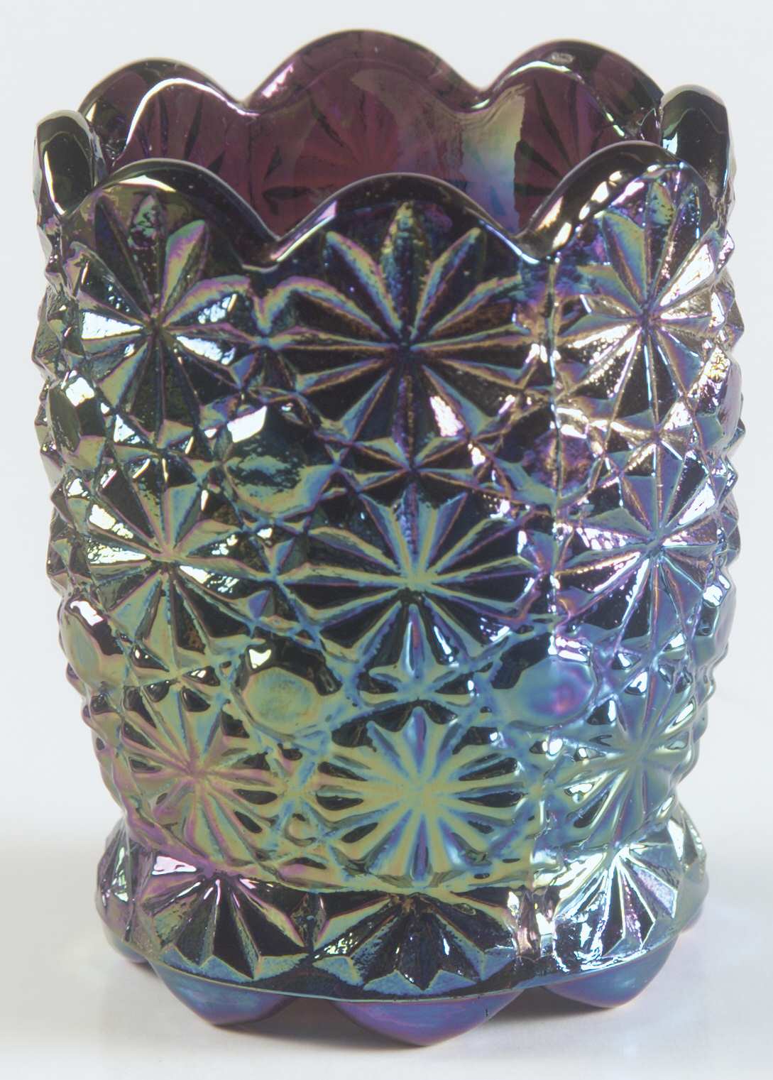 Daisy and Button Blue Carnival Toothpick Holder by Smith Glass -1