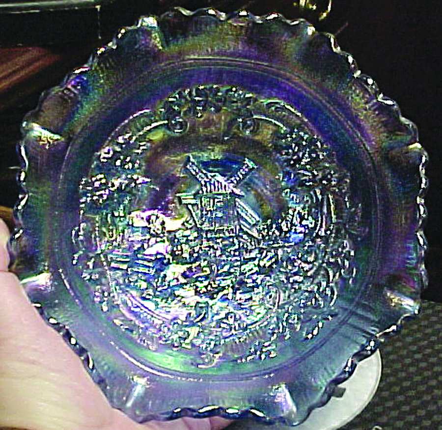 Windmill Cobalt Carnival 7" Round Crimped Bowl by Smith Glass -1