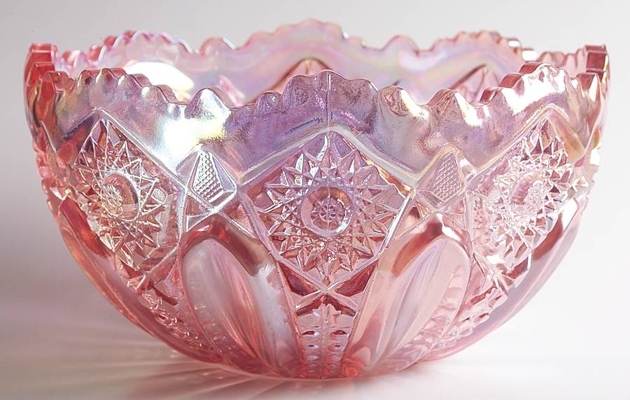 Quintec Pink Carnival 8" Round Bowl by Smith Glass -1