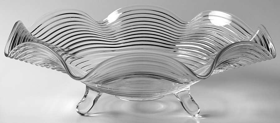 38 Clear 13" Round 3-Toed Crimped Bowl by Smith Glass -1