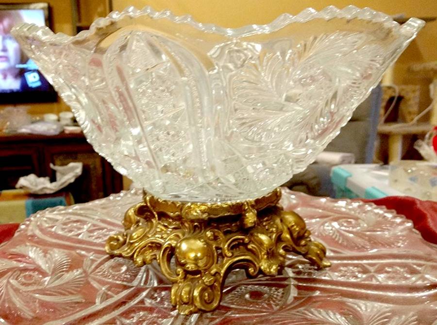 Galaxy Punch Bowl W/Metal Stand by Smith Glass -1