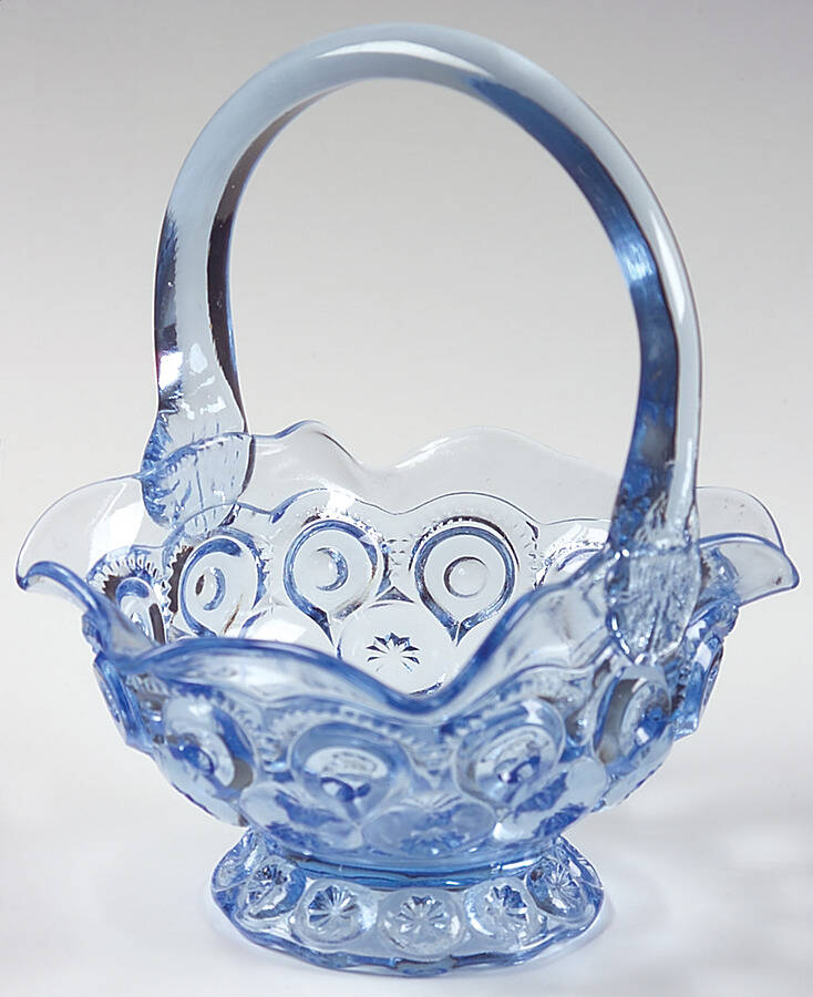 Moon and Star Kimberlite Blue 6" Handled Basket by Smith Glass -1
