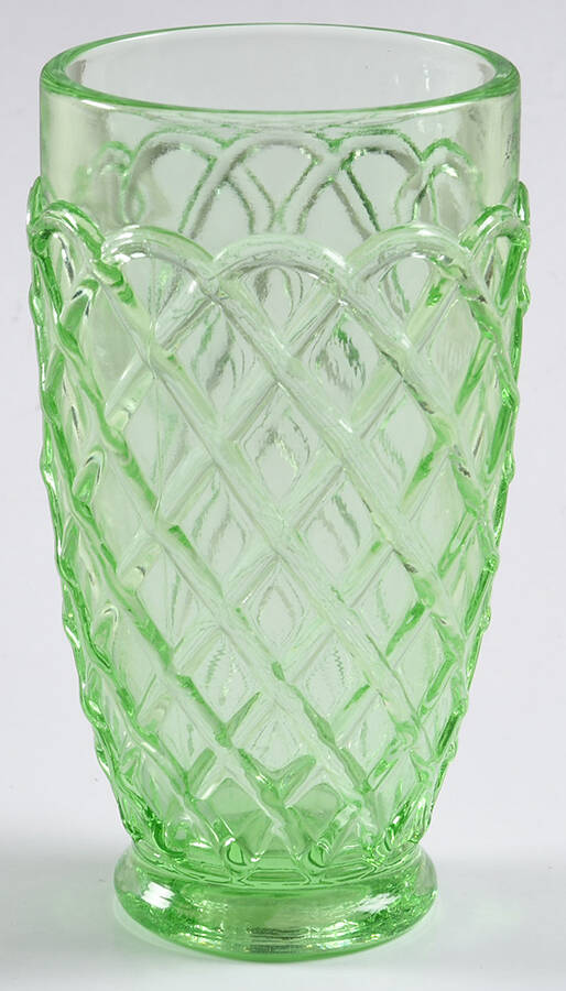 Trellis Lime Green Flat Tumbler by Smith Glass -1
