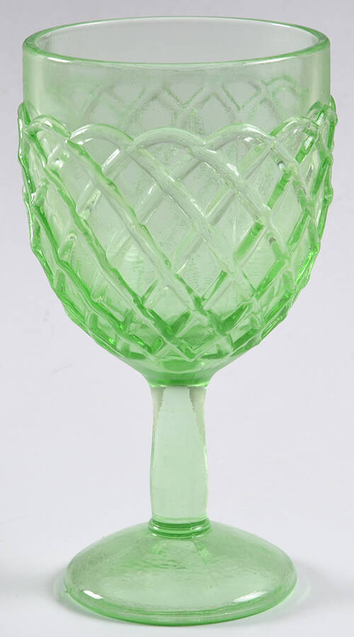 Trellis Lime Green Water Goblet by Smith Glass -1
