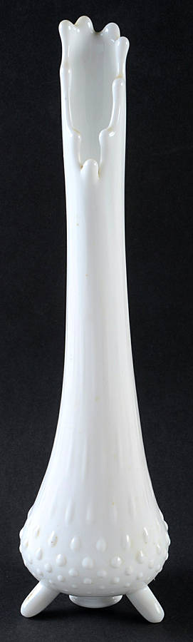 Hobnail Milk Glass 11"-14" Medium Footed Swung Bud Vase by Smith Glass -1