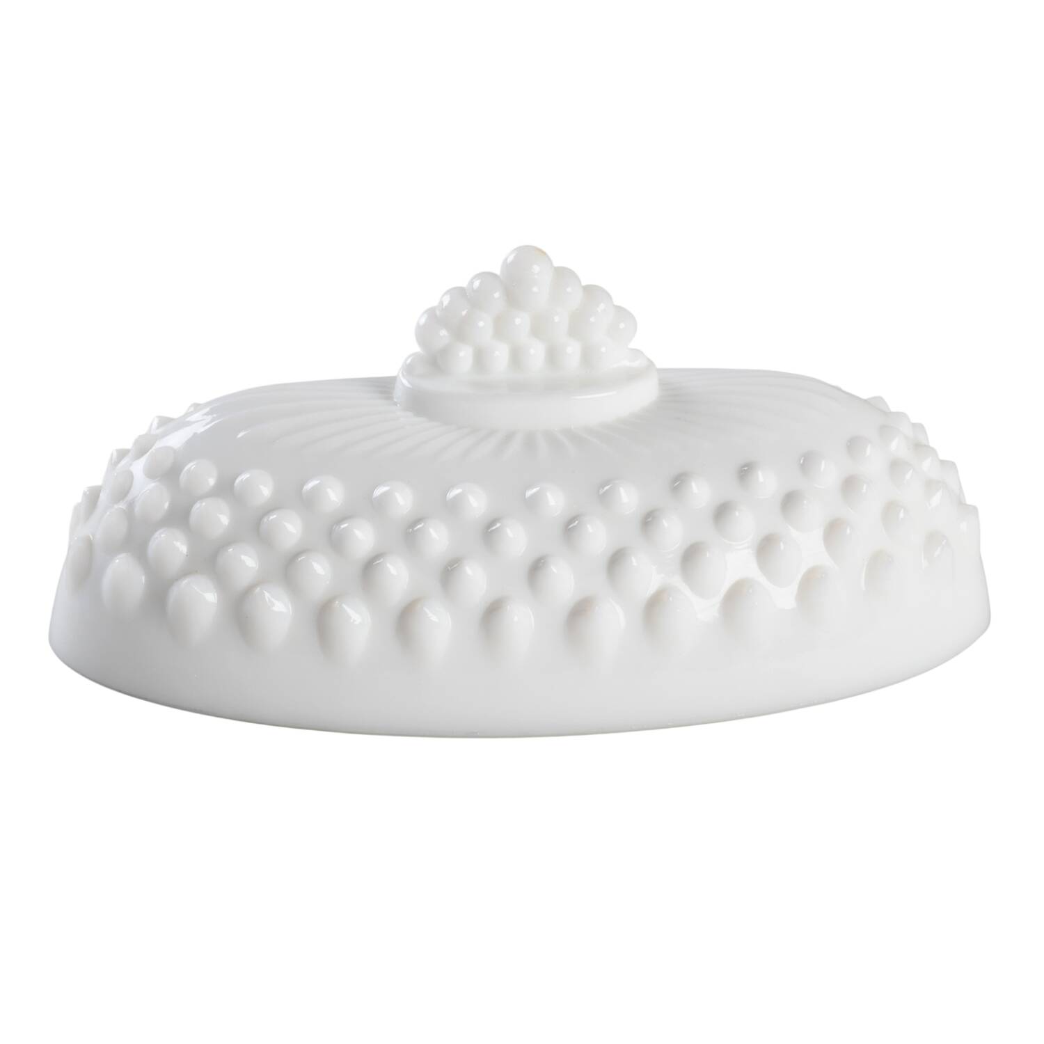 Hobnail Milk Glass Lid for 1/4 Pound Butter by Smith Glass -1
