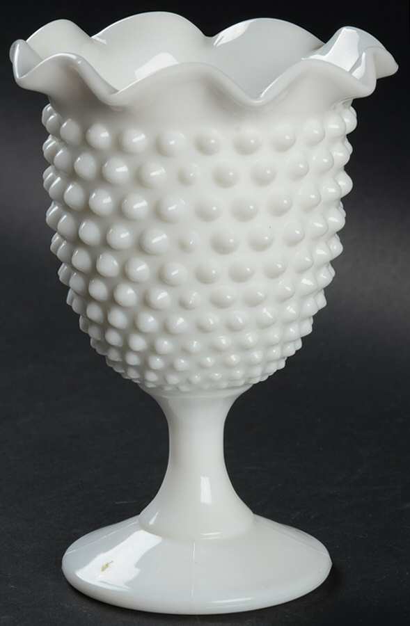 Hobnail Milk Glass Footed Ivy Vase by Smith Glass -1