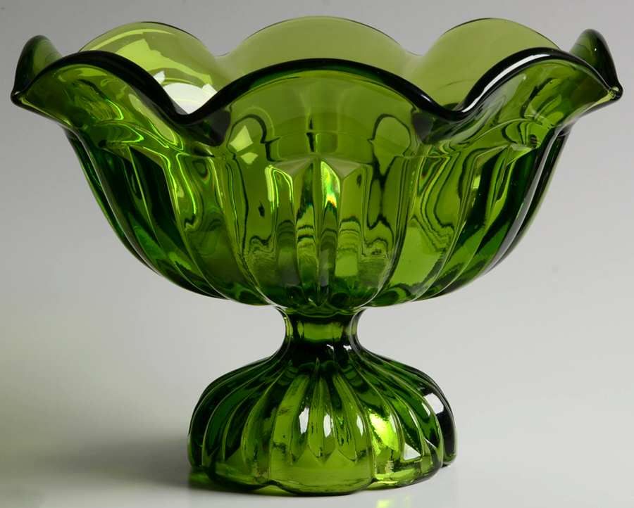 Simplicity Green 8" Round Crimped Bowl by Smith Glass -1