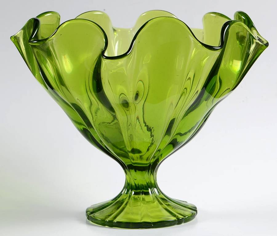 Simplicity Green 8" Footed Bowl by Smith Glass -1