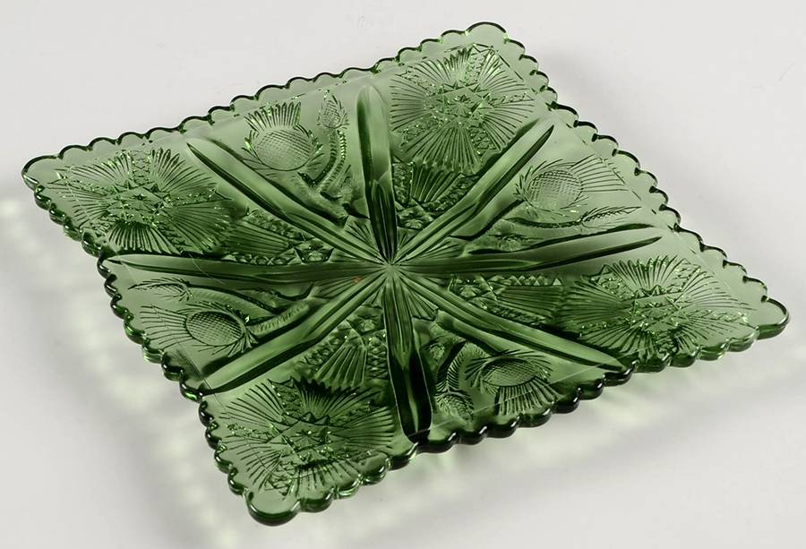Thistle Celadon Salad Plate by Smith Glass -1
