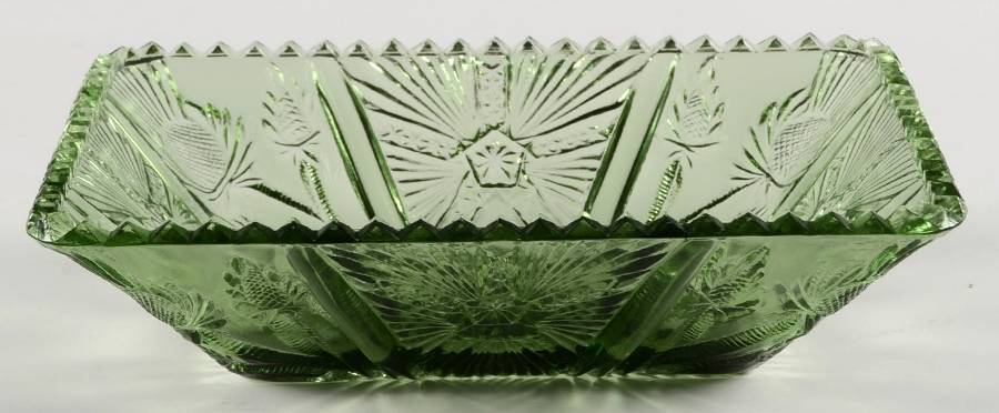 Thistle Celadon Rectangular Bowl by Smith Glass -1