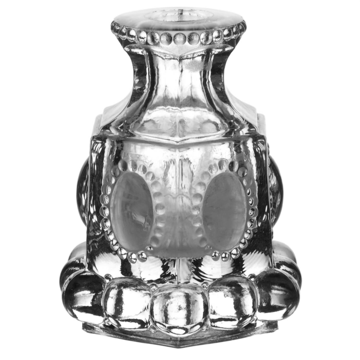 Beaded Medallion Clear Cologne Bottle No Stopper by Smith Glass -1