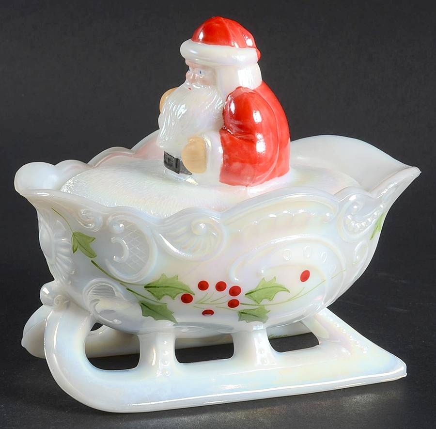Animals & Figurines #1872 Santa on Sleigh by Summit Art Glass-1
