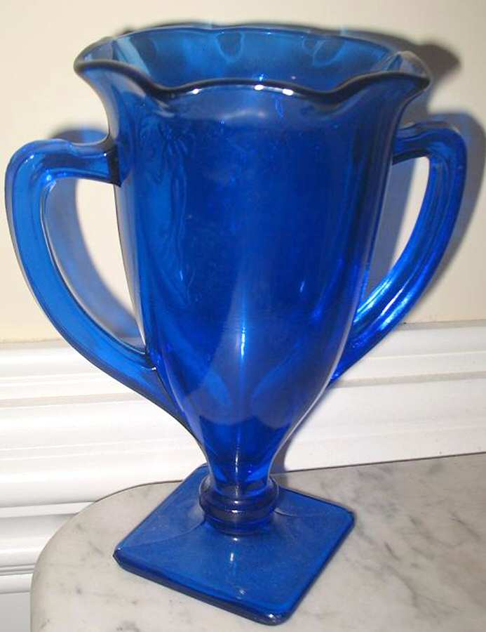 433 Cobalt Blue 7" Crimped Vase by Smith Glass -1