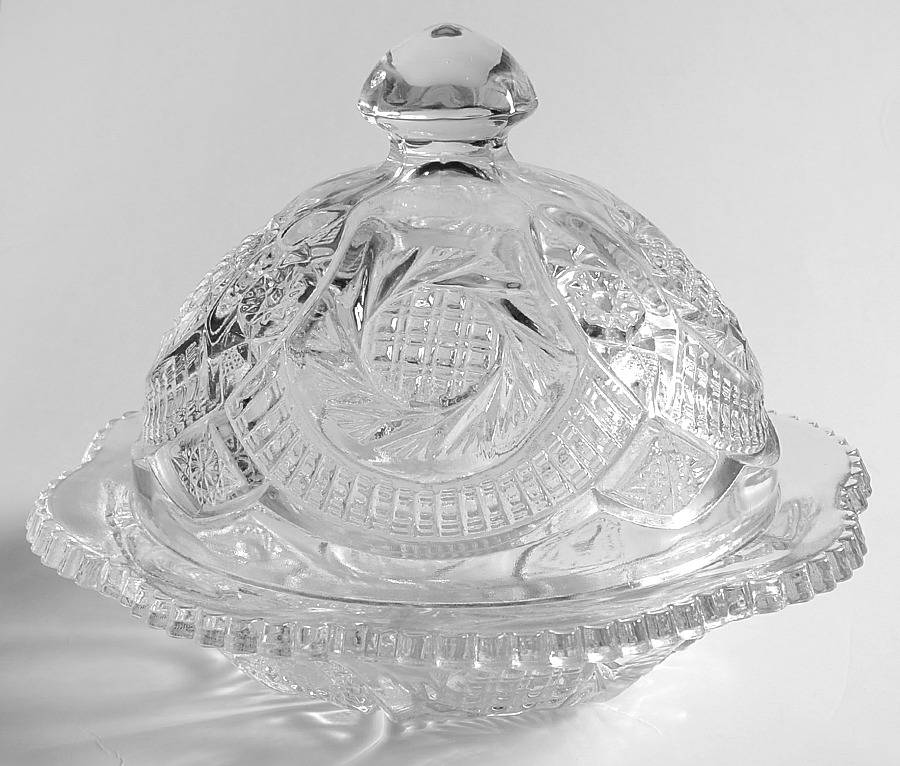Sunburst Round Covered Butter by Smith Glass -1
