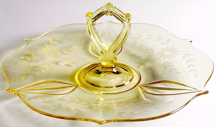 Tyrus Yellow Center Handle Tray by Standard Glass-1