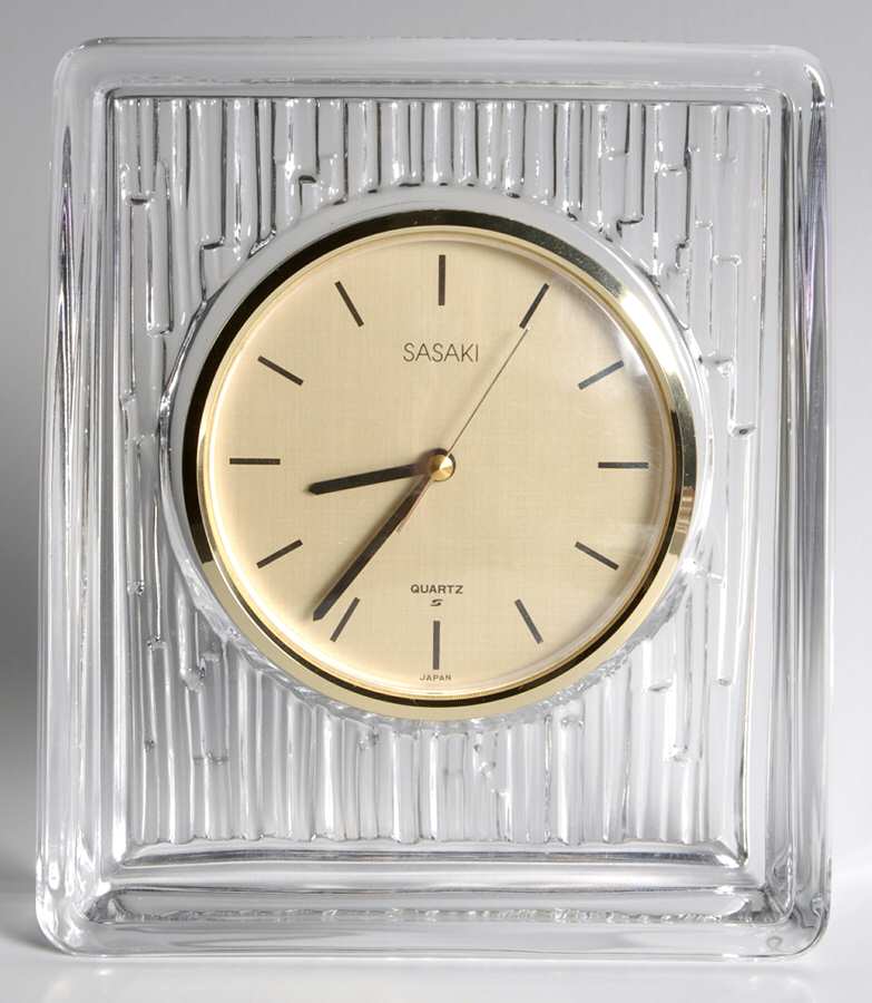 Bamboo (Textured Giftware) Mantel Clock by Sasaki-1