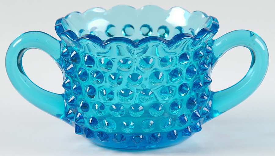 Hobnail Colonial Blue Open Sugar by Smith Glass -1