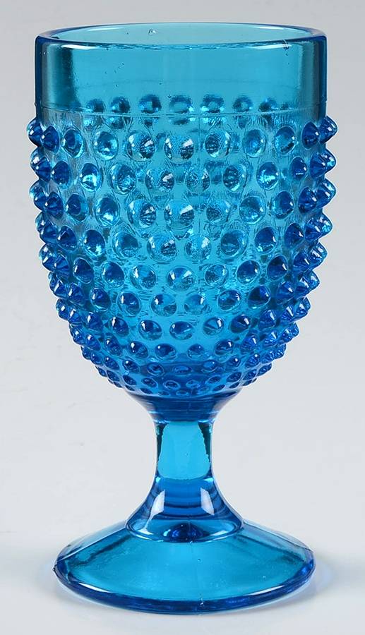 Hobnail Colonial Blue Water Goblet by Smith Glass -1