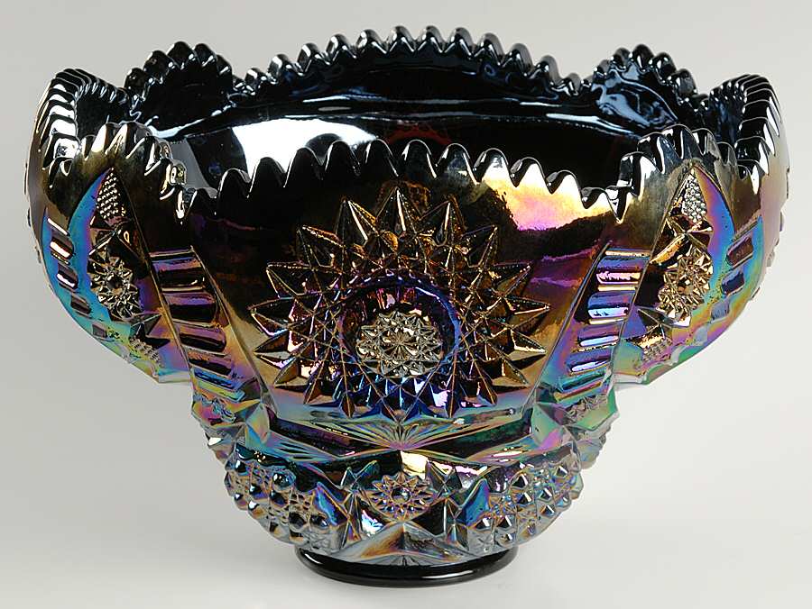 Hobstar Amethyst (Carnival) Punch Bowl by Smith Glass -1