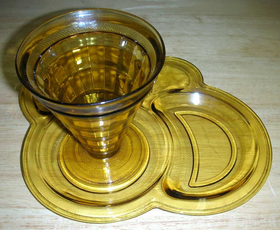 Homestead Amber Snack Plate and Tumbler Set by Smith Glass -1