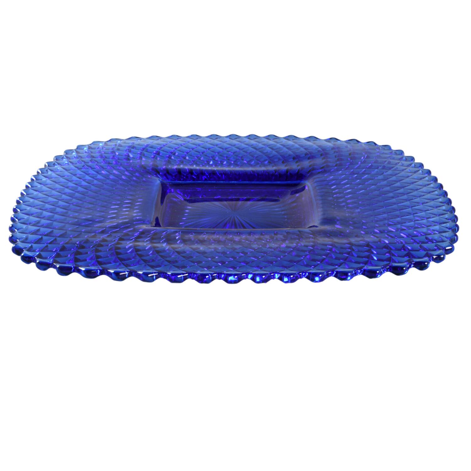 Diamond 650 (Blue) 10" Sandwich Plate by Smith Glass -1