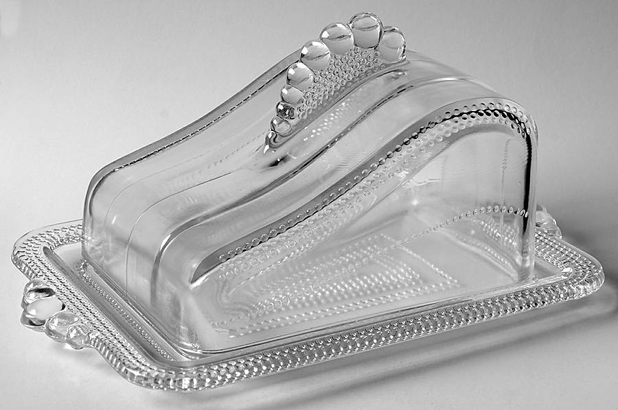 Tiny Hobnail Clear (#650) Cheese Dish & Lid by Smith Glass -1