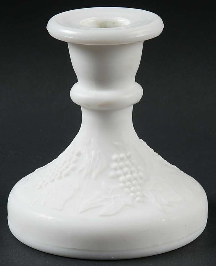 Vintage Milk Glass Frosted Single Light Candlestick by Smith Glass -1