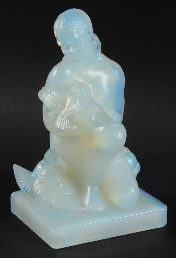 Animals & Figurines #ST35 Lady & Doves Statue by Sabino Glass-1