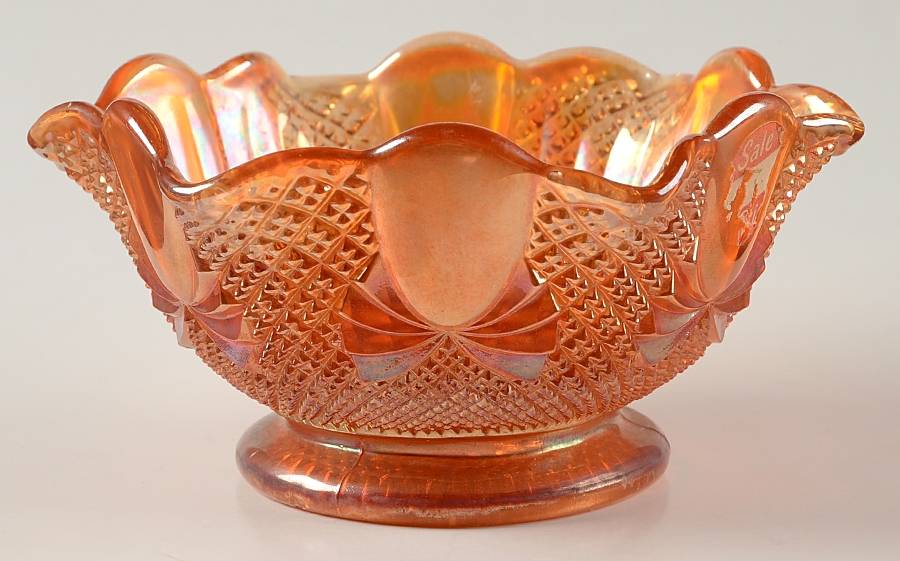 Pineapple Marigold 6" Round Crimped Bowl by Sowerby Crystal-1