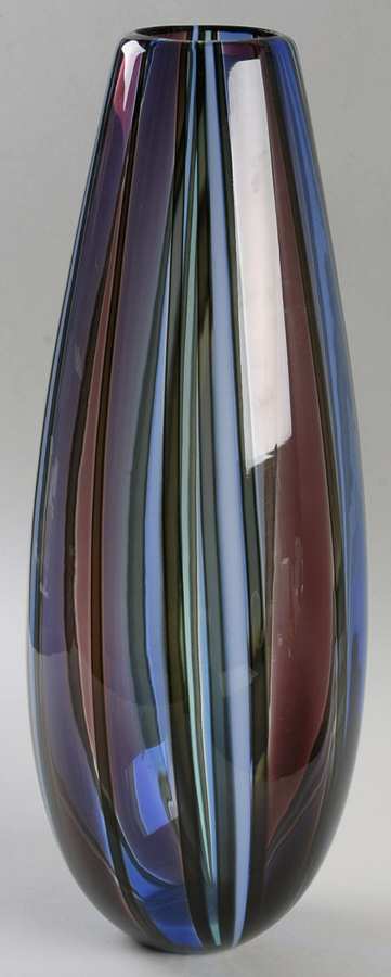 Perles Blue Black 15" Flower Vase by Salviati-1