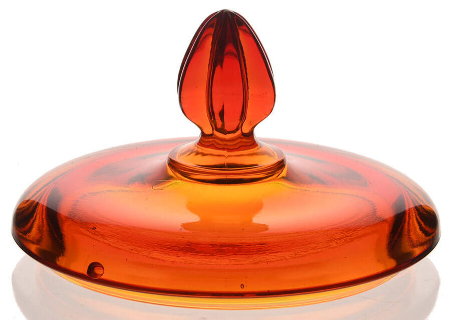 Simplicity Flame (Orange) Lid for Candy Dish by Smith Glass -1