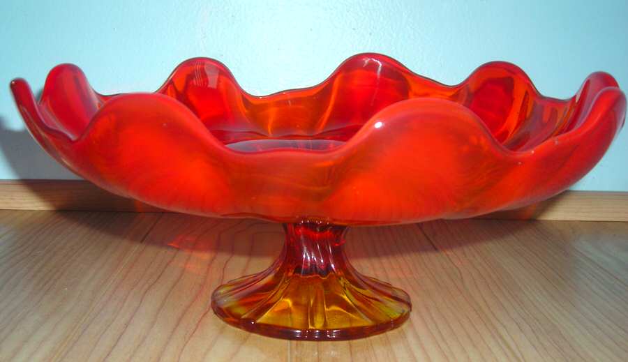 Simplicity Flame (Orange) 3" Low Open Compote by Smith Glass -1