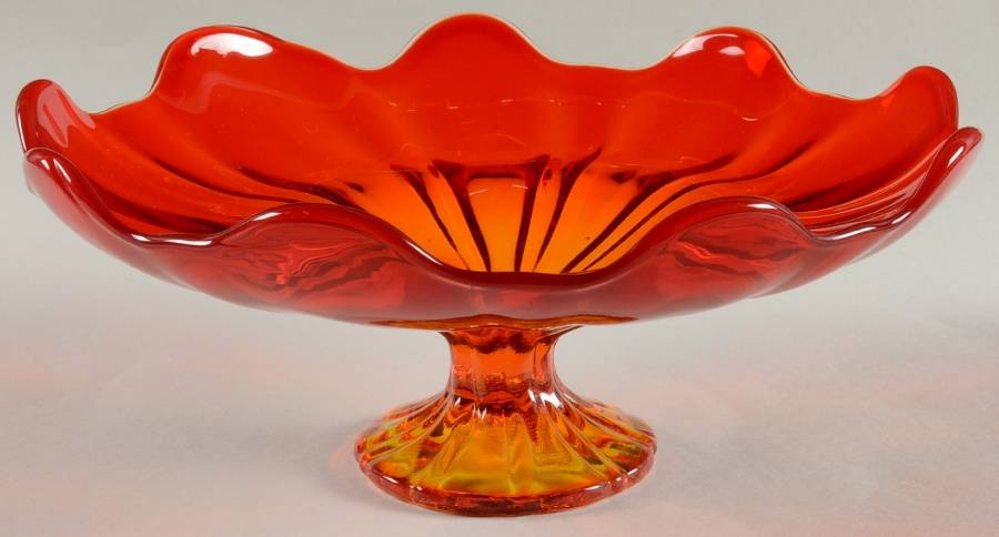 Simplicity Flame (Orange) Round Compote (Height X Width) by Smith Glass -1