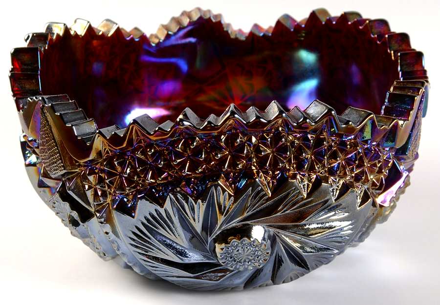 Comet in the Stars Amethyst Carnival 7" Round Bowl by Smith Glass -1