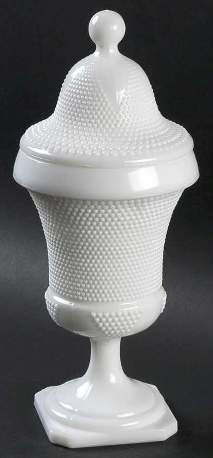 Tiny Hobnail Milkglass Urn & Lid by Smith Glass -1