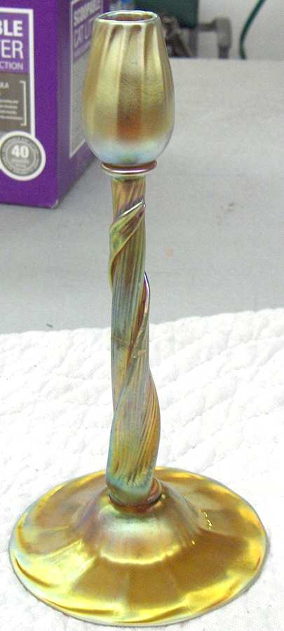 Gold Aurene 5" Single Light Candlestick by Steuben-1